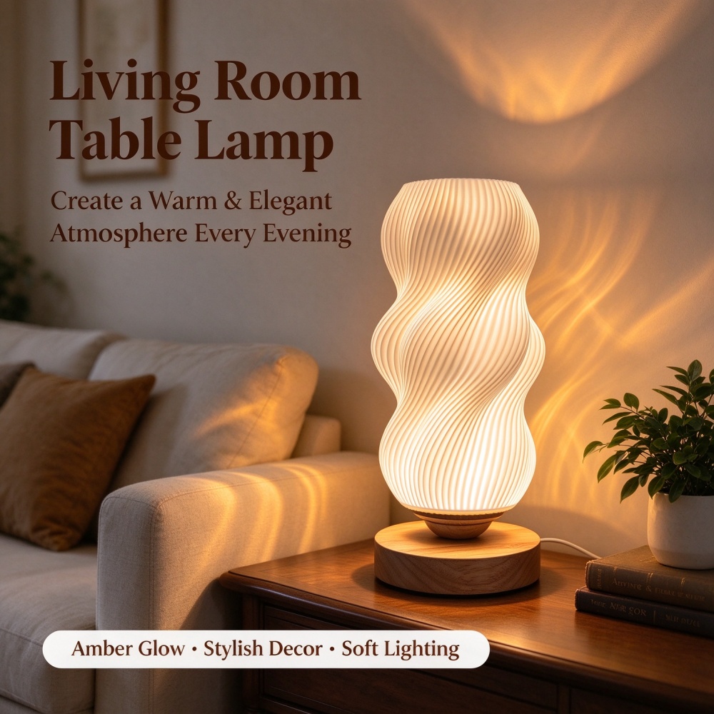 Decor Lighting Lamps - 3D-gedruckte Nachtlampe mit Wellenmuster, weiche, einstellbare