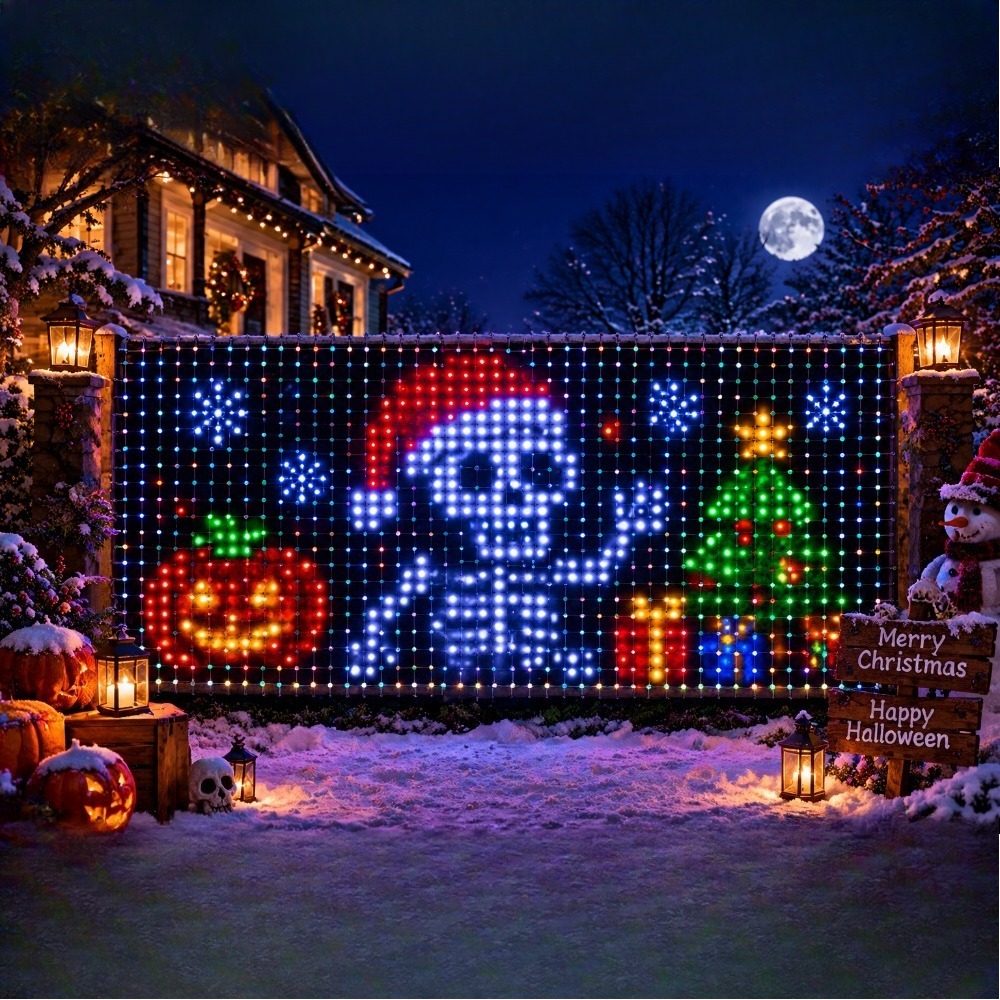 Lighting Christmas Decor - Neuartige Dekorative Weihnachts-Netzlichter-Set mit Bluetooth-App, RGBIC-Mehrfarbig,