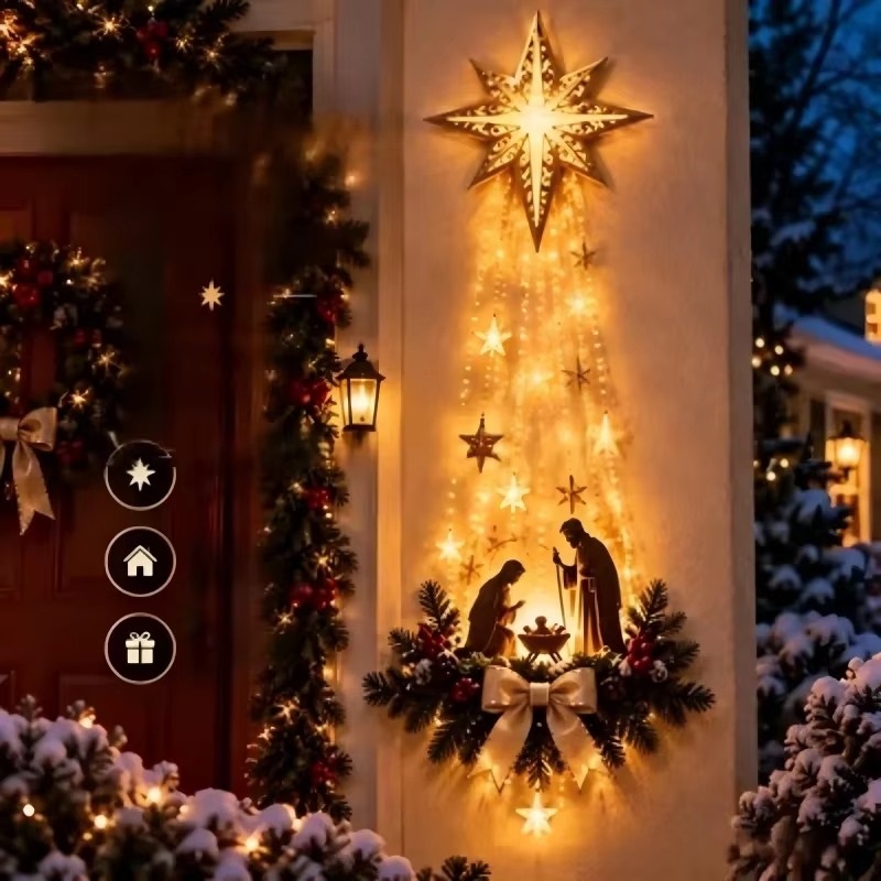 Lighting Decoration Ideas - Weihnachts-Bethlehem-Stern des Glaubens Beleuchtet// Krippen-Wanddekoration Leuchtender