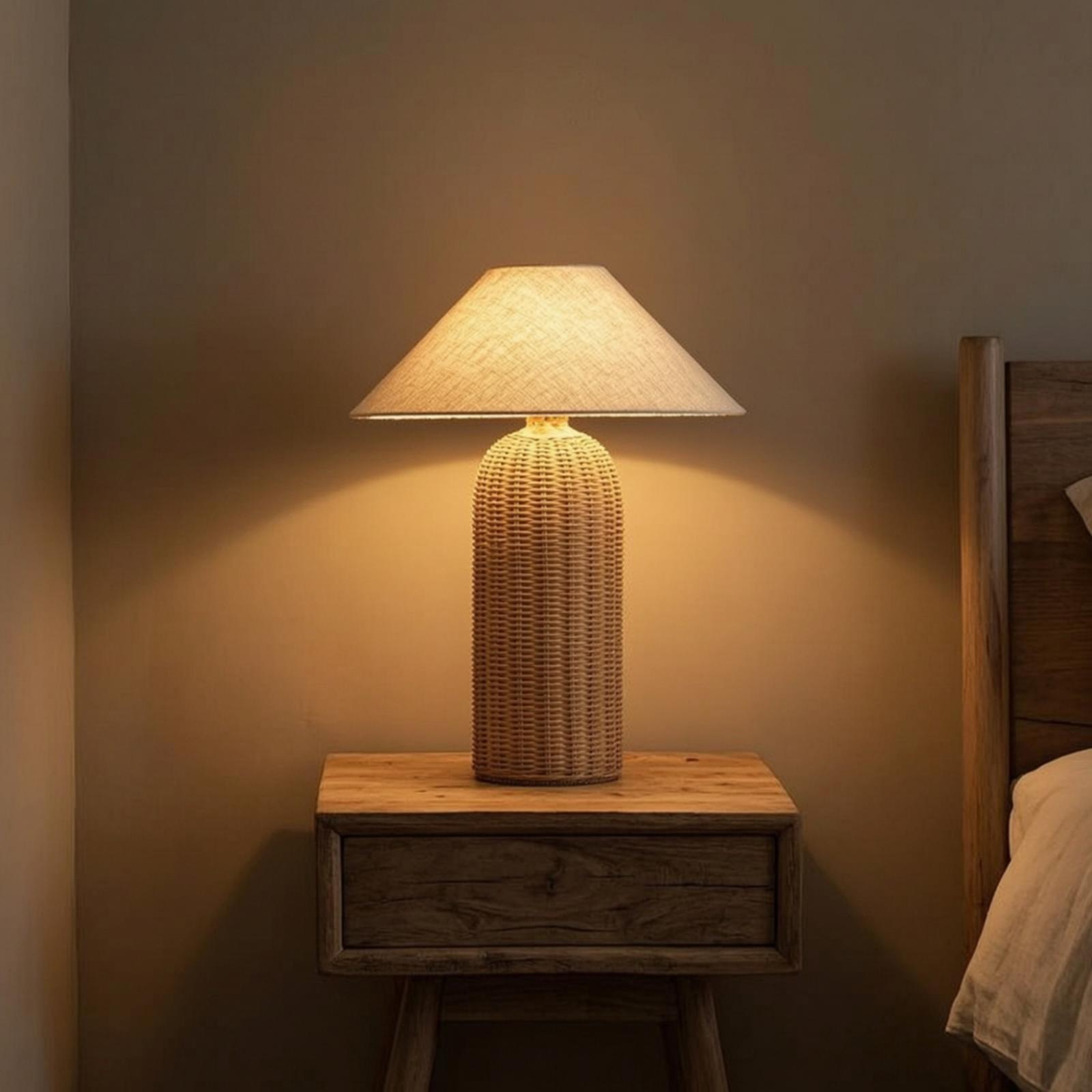 Nachttischlampe mit Rattanfuß  – Decor Lighting Lamps Bewertung und Preis