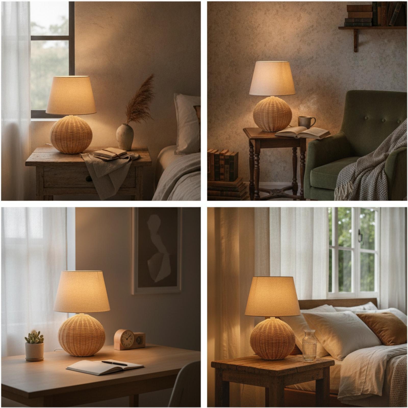 Nachttischlampe mit Rattanfuß  – Decor Lighting Lamps Bewertung und Preis