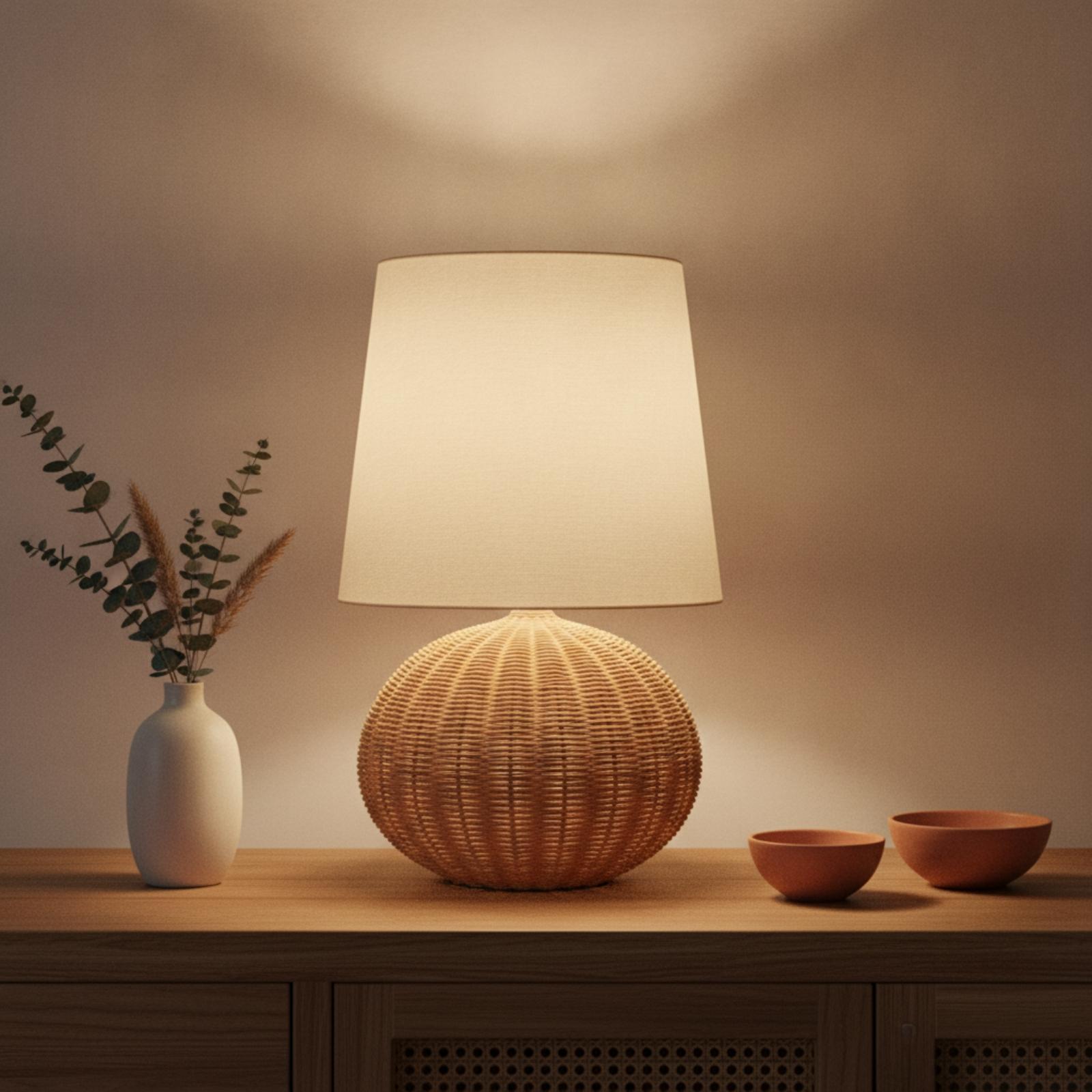 Nachttischlampe mit Rattanfuß  – Decor Lighting Lamps Bewertung und Preis