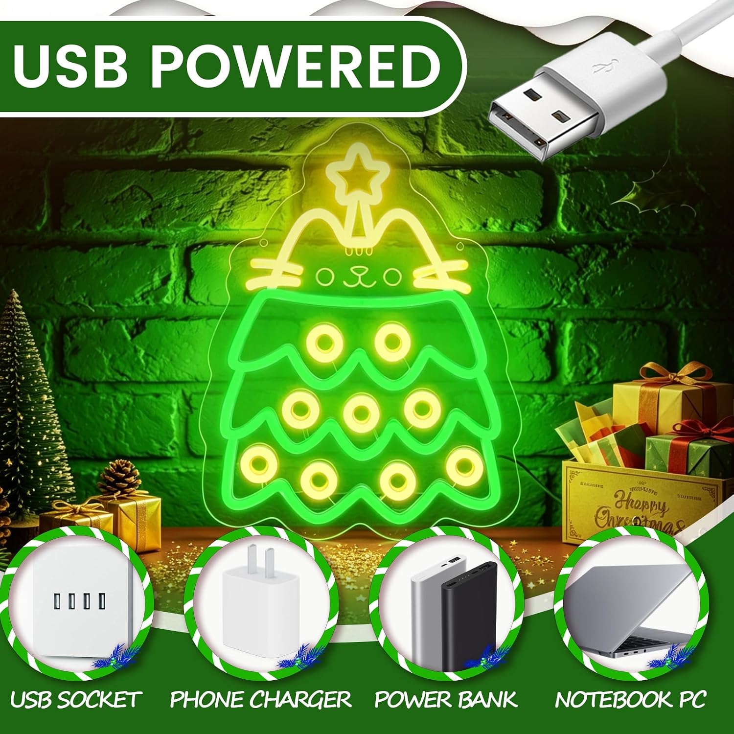 Weihnachtsbaum-LED-Neonschild  – Lighting Christmas Decor Bewertung und Preis