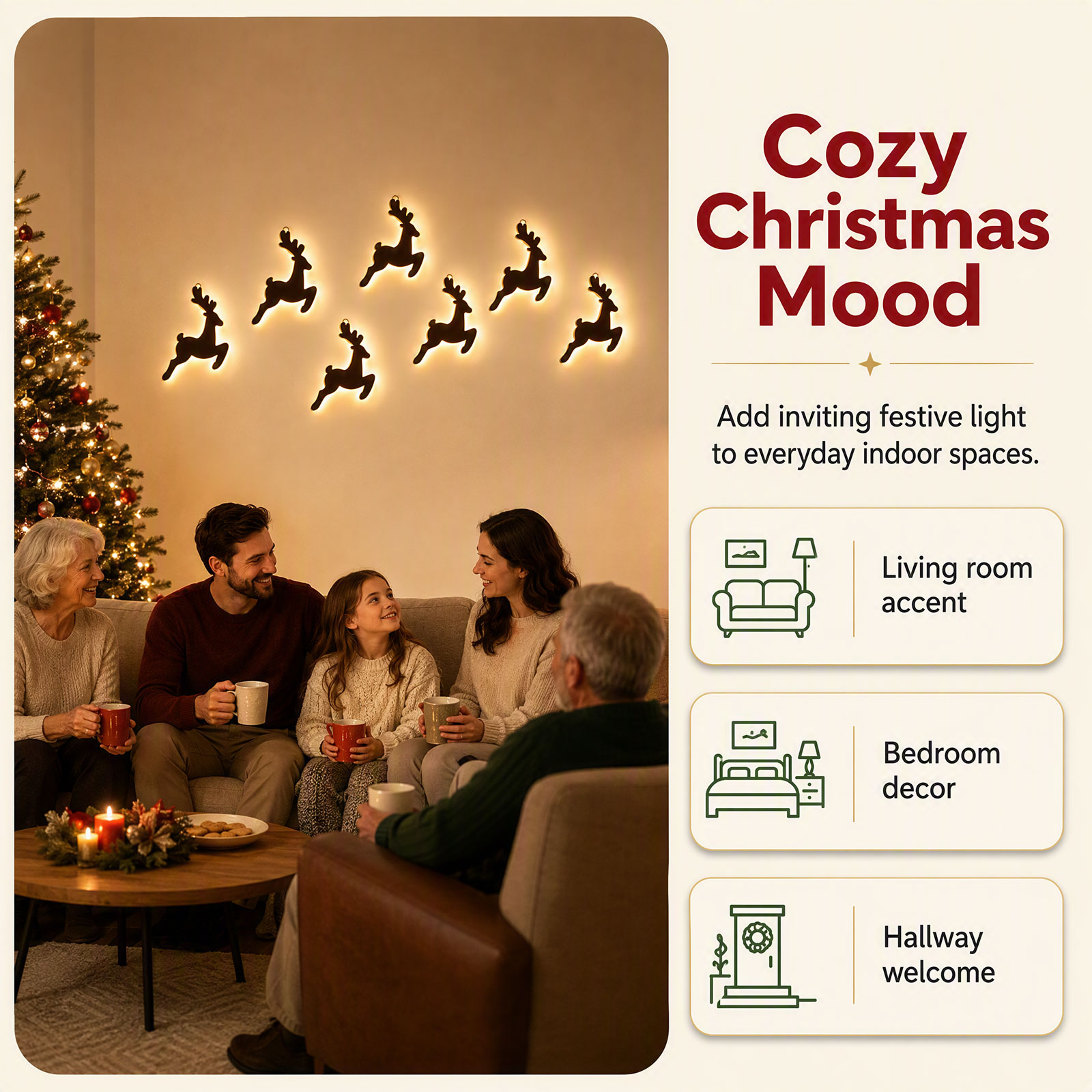 7-teiliges LED-Holz-Rentier-Wa – Up Lighting Decor Bewertung und Preis