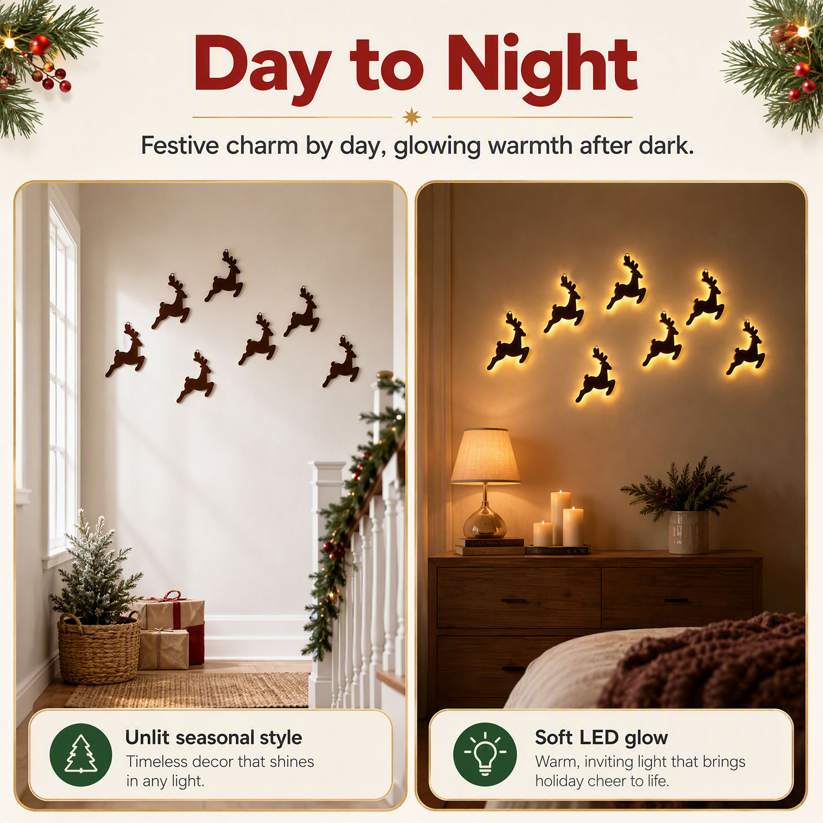 7-teiliges LED-Holz-Rentier-Wa – Up Lighting Decor Bewertung und Preis