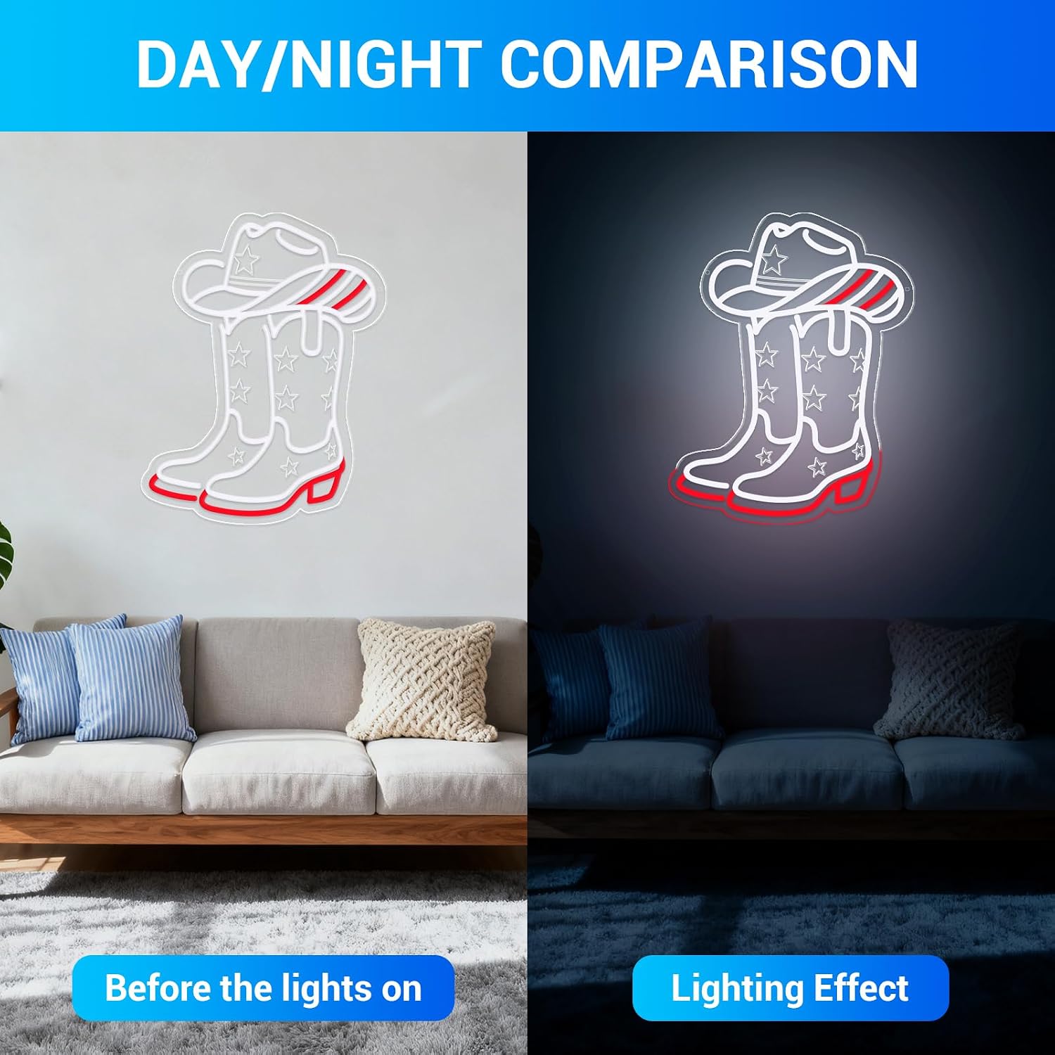Cowboy-Stiefel und Hut LED-Neo – Lighting Decoration Ideas Bewertung und Preis